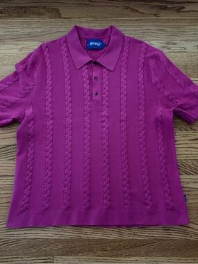 Awake Cable Knit Polo in Fuchsia